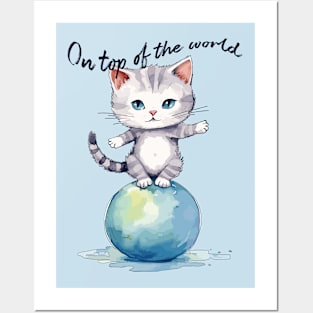 On top of the world, cute kitten Posters and Art